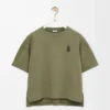 T-shirt dalla vestibilità regolare in misto cotone Verde kaki