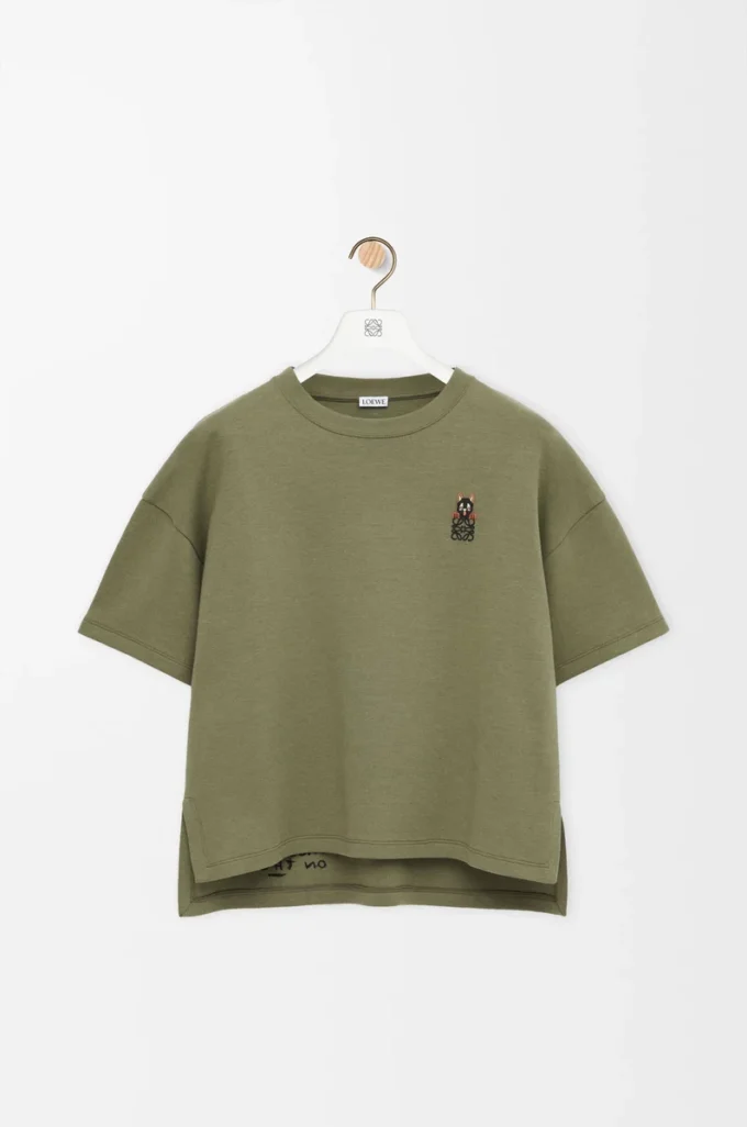 T-shirt dalla vestibilità regolare in misto cotone Verde kaki