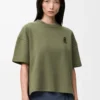 T-shirt dalla vestibilità regolare in misto cotone Verde kaki