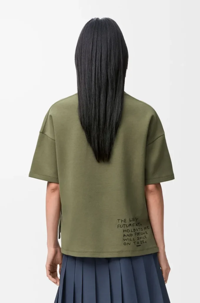 T-shirt dalla vestibilità regolare in misto cotone Verde kaki