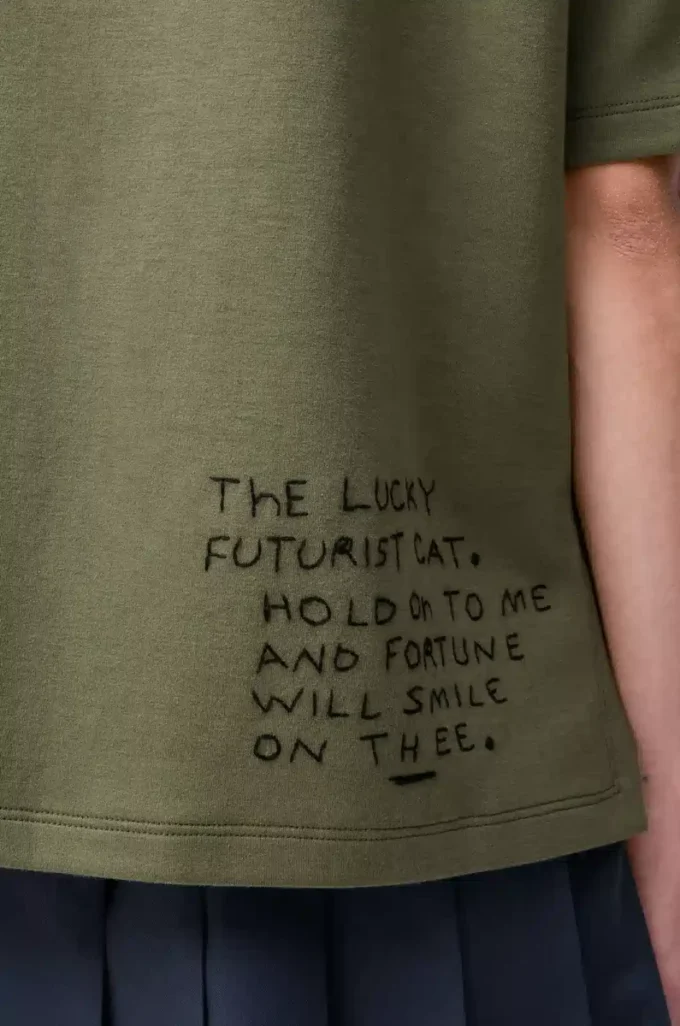 T-shirt dalla vestibilità regolare in misto cotone Verde kaki
