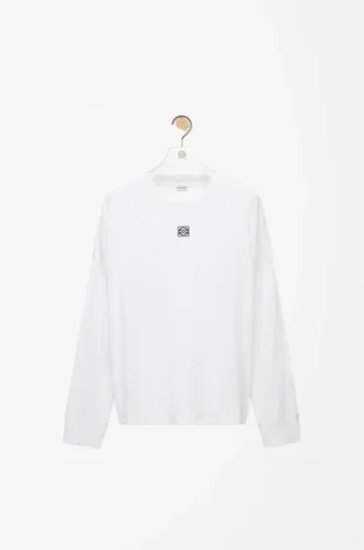 T-shirt oversize a maniche lunghe in cotone bianco