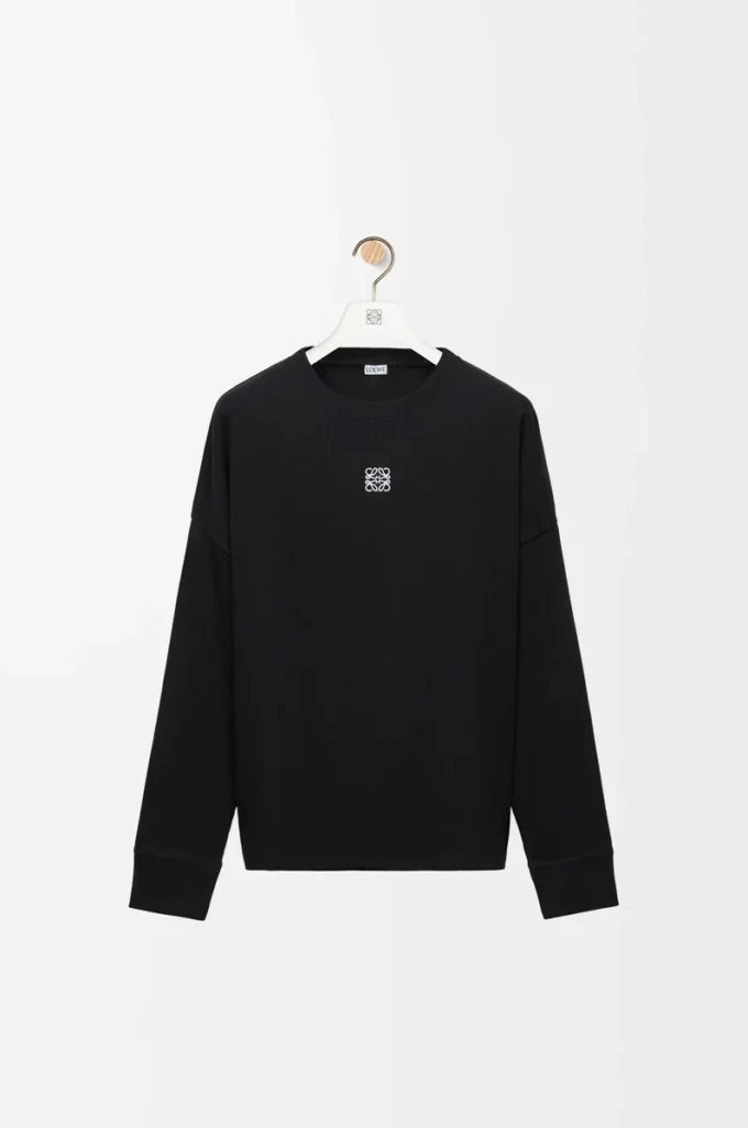 T-shirt oversize a maniche lunghe in cotone nero