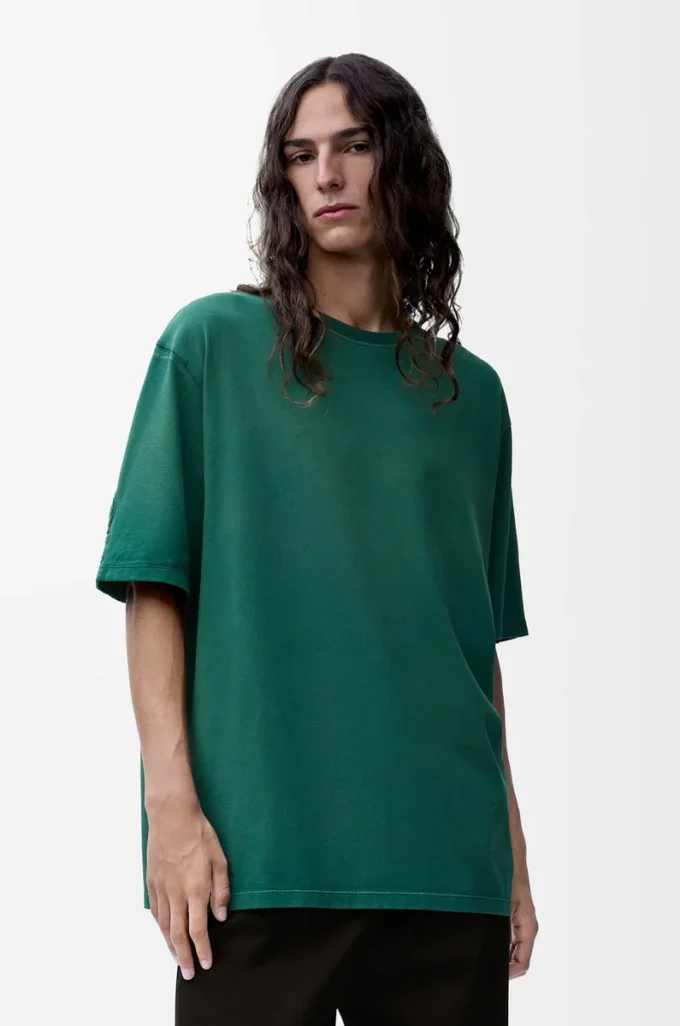 T-shirt oversize in cotone verde scuro T-shirt oversize in cotone verde scuro