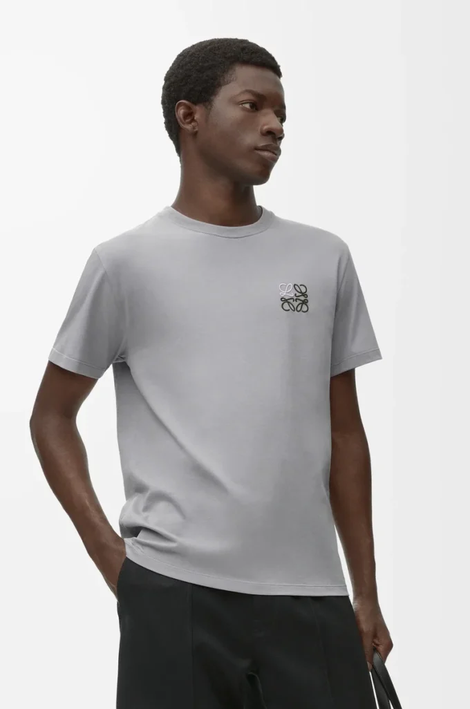 T-shirt regular fit in cotone grigio medio T-shirt regular fit in cotone grigio medio