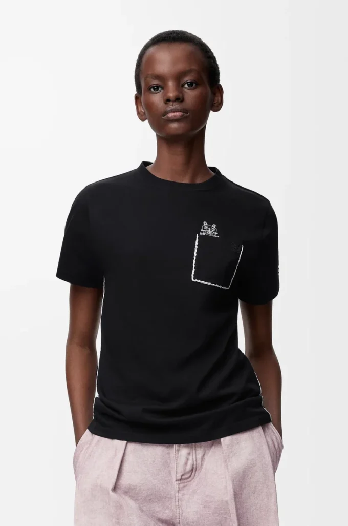 T-shirt regular fit in cotone Nero