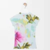 T-shirt slim fit in misto cotone Azzurro/Multicolore
