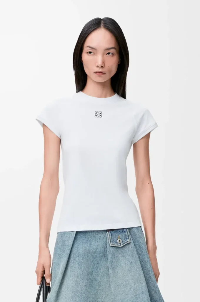 T-shirt slim fit in misto cotone Bianco