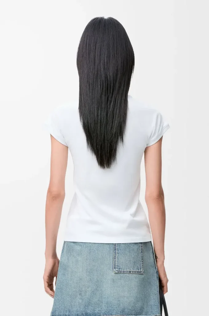 T-shirt slim fit in misto cotone Bianco