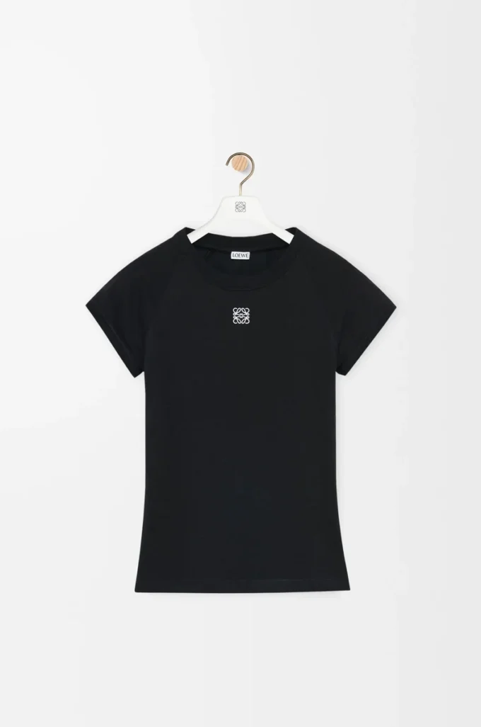 T-shirt slim fit in misto cotone Nero