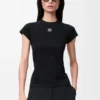 T-shirt slim fit in misto cotone Nero