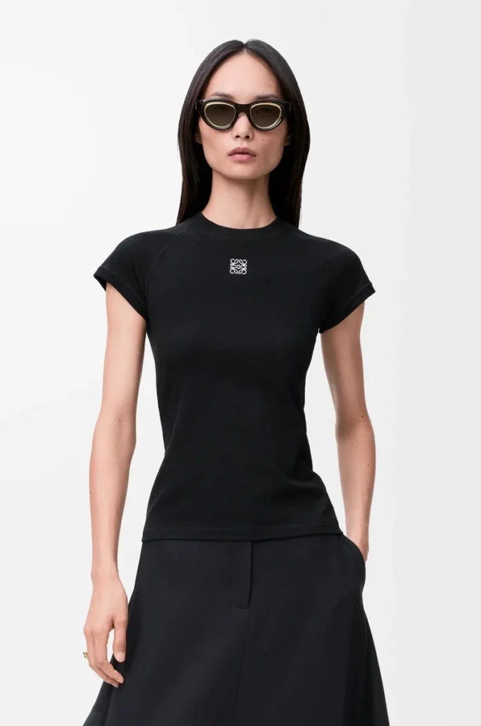 T-shirt slim fit in misto cotone Nero