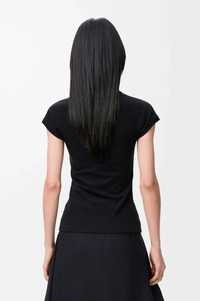 T-shirt slim fit in misto cotone Nero