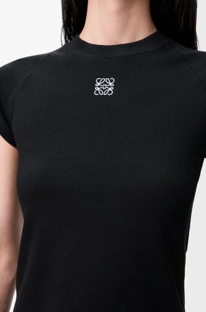 T-shirt slim fit in misto cotone Nero