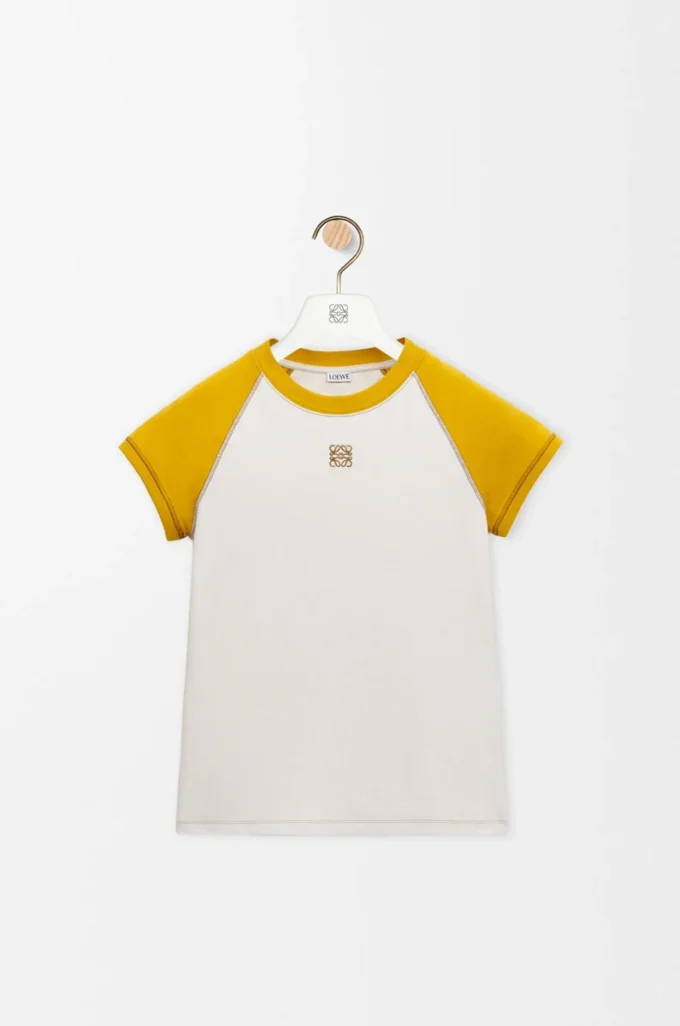 T-shirt slim fit in misto cotone Senape/Bronzo