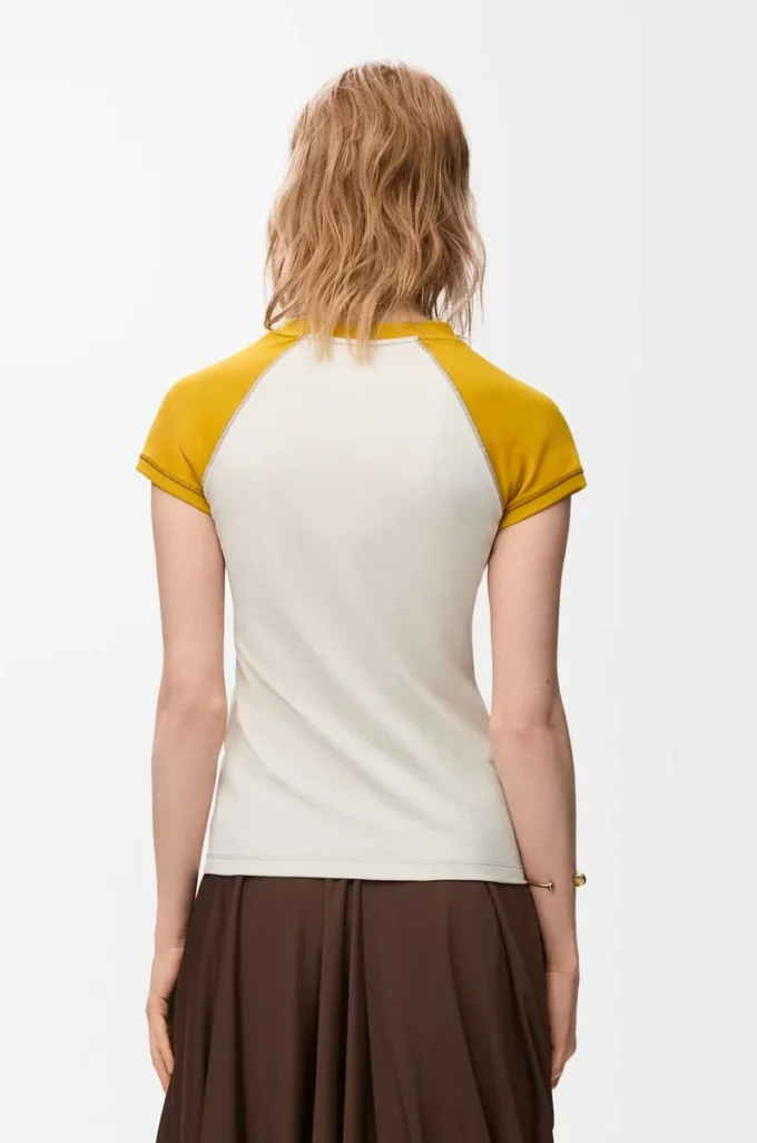 T-shirt slim fit in misto cotone Senape/Bronzo