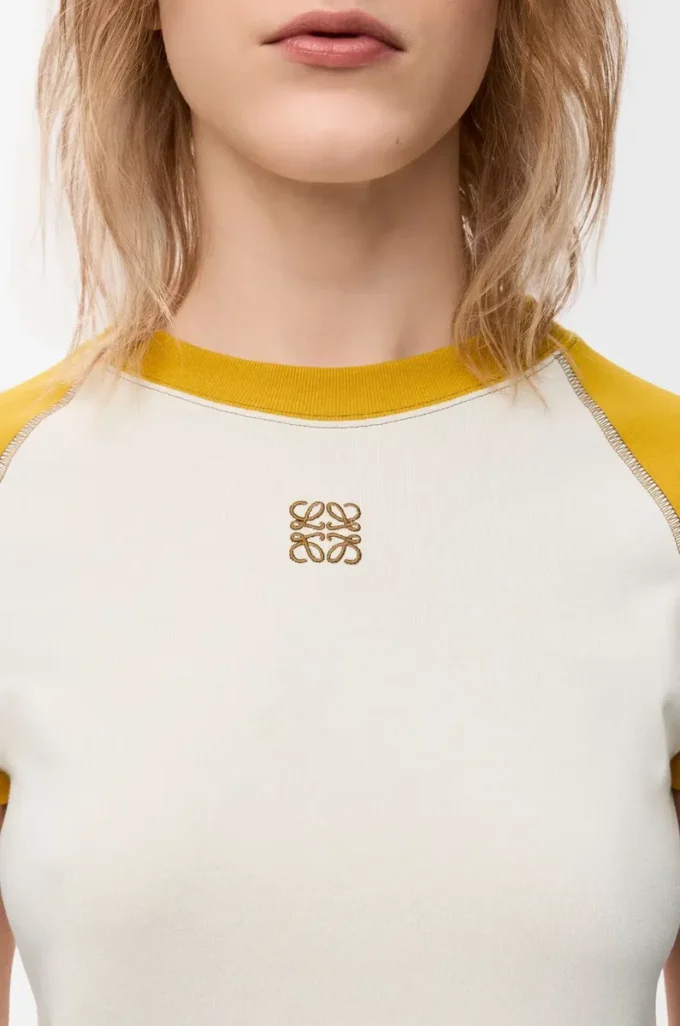 T-shirt slim fit in misto cotone Senape/Bronzo