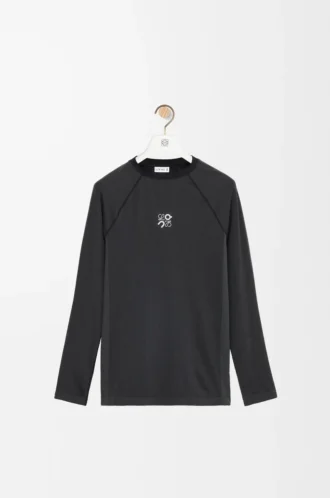 Top a maniche lunghe in jersey tecnico Nero Top a maniche lunghe in jersey tecnico Nero