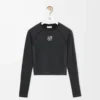 Top a maniche lunghe in jersey tecnico Nero