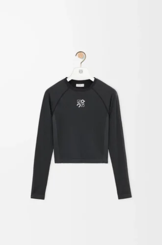 Top a maniche lunghe in jersey tecnico Nero
