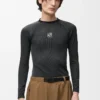 Top a maniche lunghe in jersey tecnico Nero