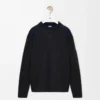 Top a maniche lunghe in misto cotone antracite/blu navy scuro