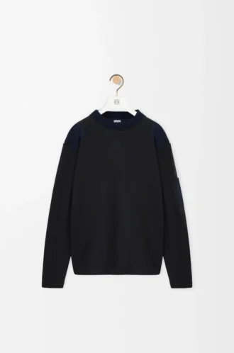 Top a maniche lunghe in misto cotone antracite/blu navy scuro