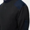Top a maniche lunghe in misto cotone antracite/blu navy scuro