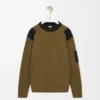 Top a maniche lunghe in misto cotone color cachi/nero Top a maniche lunghe in misto cotone color cachi/nero