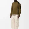 Top a maniche lunghe in misto cotone color cachi/nero Top a maniche lunghe in misto cotone color cachi/nero