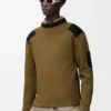 Top a maniche lunghe in misto cotone color cachi/nero Top a maniche lunghe in misto cotone color cachi/nero
