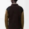Top a maniche lunghe in misto cotone color cachi/nero Top a maniche lunghe in misto cotone color cachi/nero