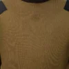 Top a maniche lunghe in misto cotone color cachi/nero Top a maniche lunghe in misto cotone color cachi/nero