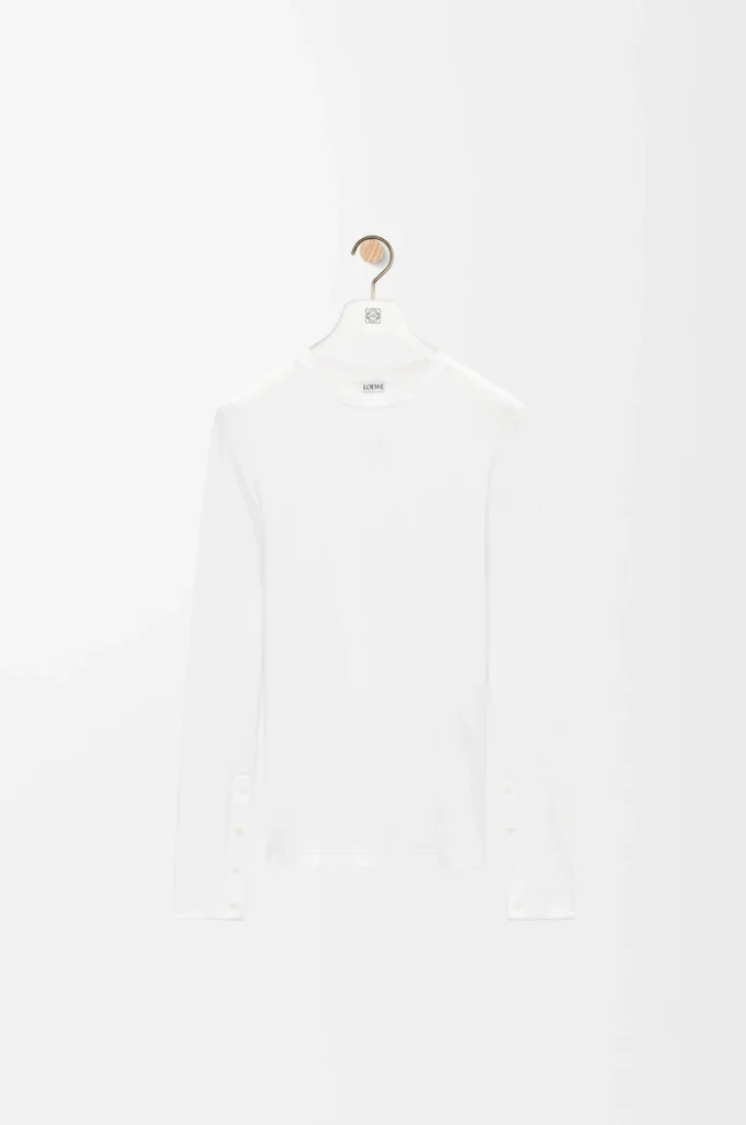 Top a maniche lunghe in modal Bianco Top a maniche lunghe in modal Bianco