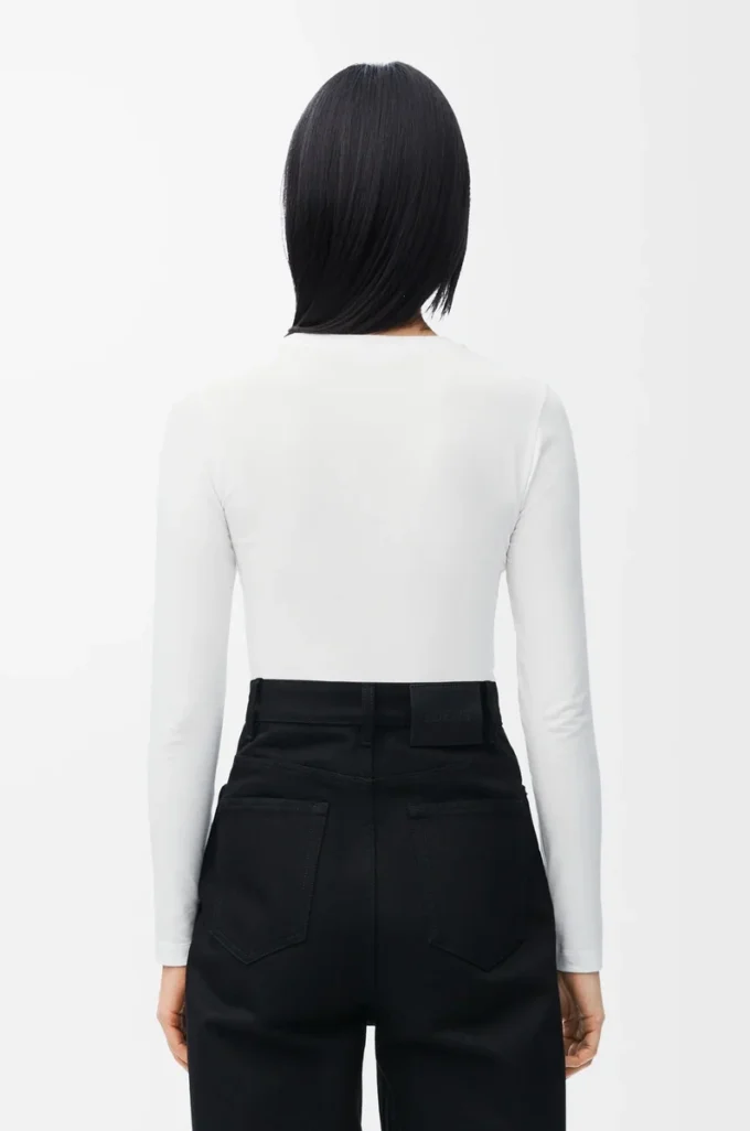 Top a maniche lunghe in modal Bianco Top a maniche lunghe in modal Bianco