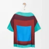 Top a sciarpa in seta Verde/Rosso/Multicolore