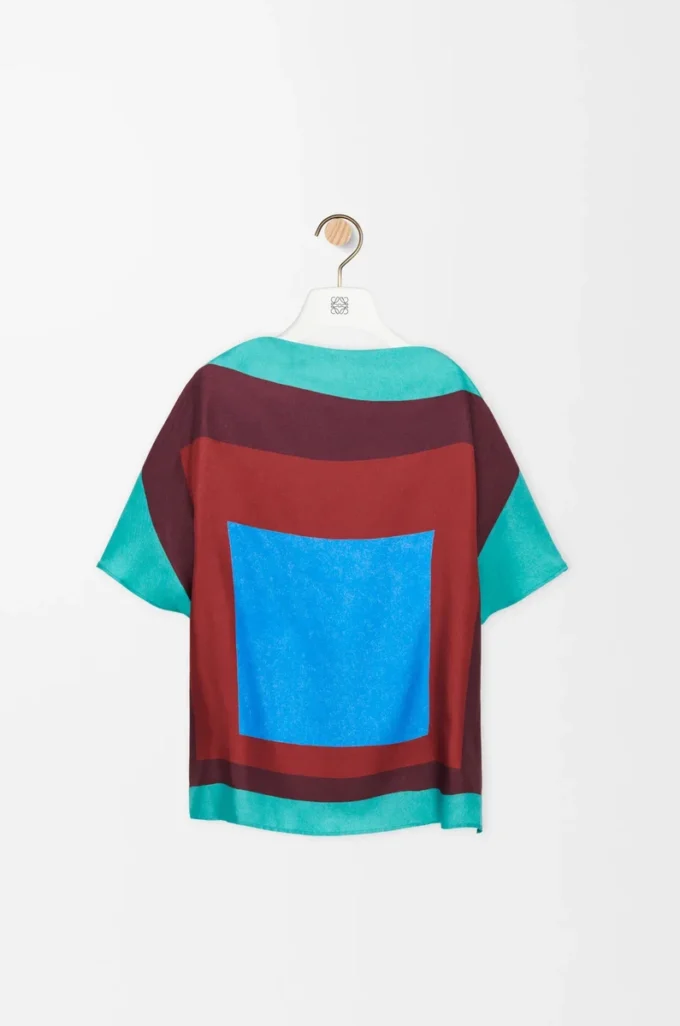 Top a sciarpa in seta Verde/Rosso/Multicolore