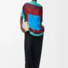 Top a sciarpa in seta Verde/Rosso/Multicolore