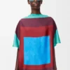 Top a sciarpa in seta Verde/Rosso/Multicolore