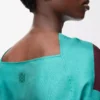 Top a sciarpa in seta Verde/Rosso/Multicolore