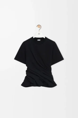 Top attorcigliato in misto cotone Nero Top attorcigliato in misto cotone Nero