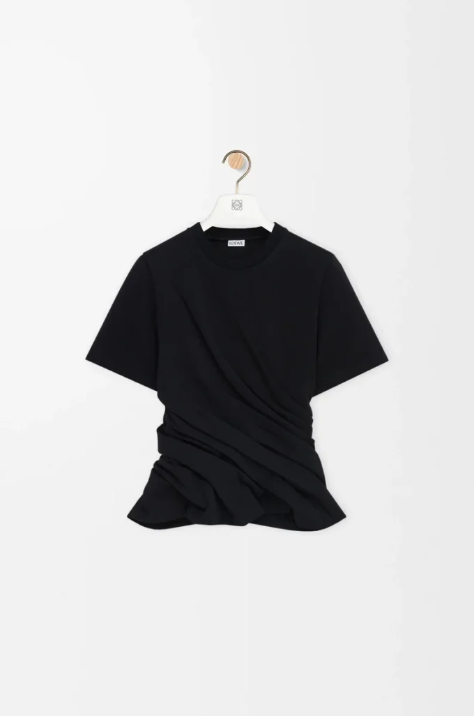 Top attorcigliato in misto cotone Nero Top attorcigliato in misto cotone Nero