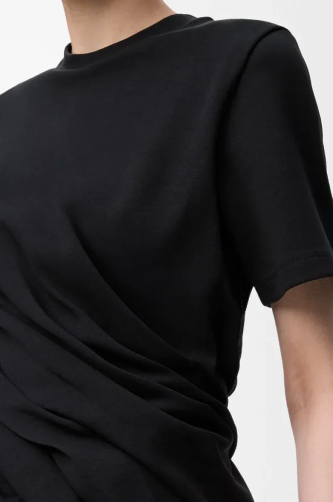 Top attorcigliato in misto cotone Nero Top attorcigliato in misto cotone Nero