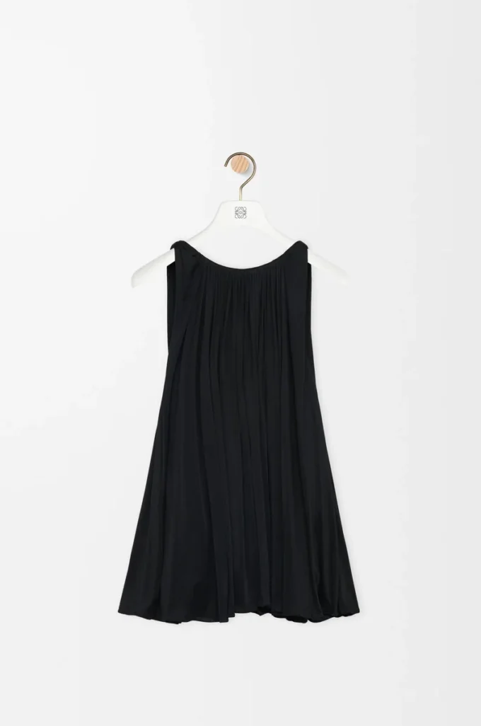 Top con scollo all’americana in viscosa Nero