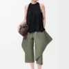 Top con scollo all’americana in viscosa Nero
