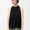 Top con scollo all’americana in viscosa Nero