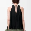 Top con scollo all’americana in viscosa Nero