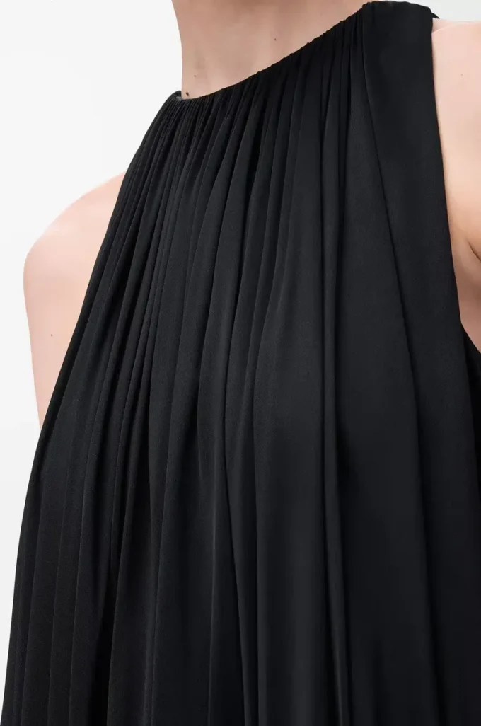 Top con scollo all’americana in viscosa Nero