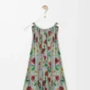 Top con scollo all’americana in viscosa verde/rosso