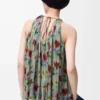 Top con scollo all’americana in viscosa verde/rosso